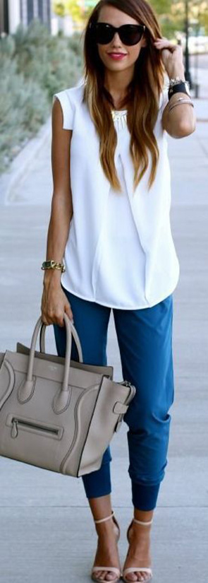 15 Casual Spring Styles We Love feminine shirt with distressed jeanscute white shift shirt