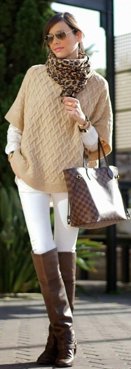 Look 3 white jeans oversized sweater