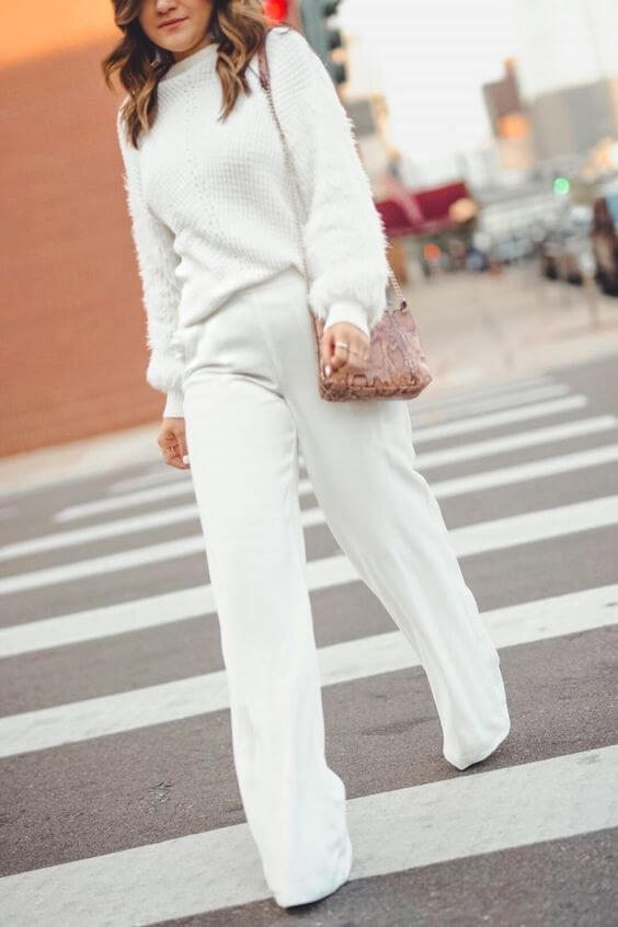 look 9 white jeans sweater and boots