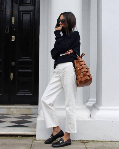 how to  wear White pants for winter