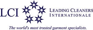 Logo of Leading Cleaners Internationale (LCI) featuring six stars in a circular pattern and the tagline 